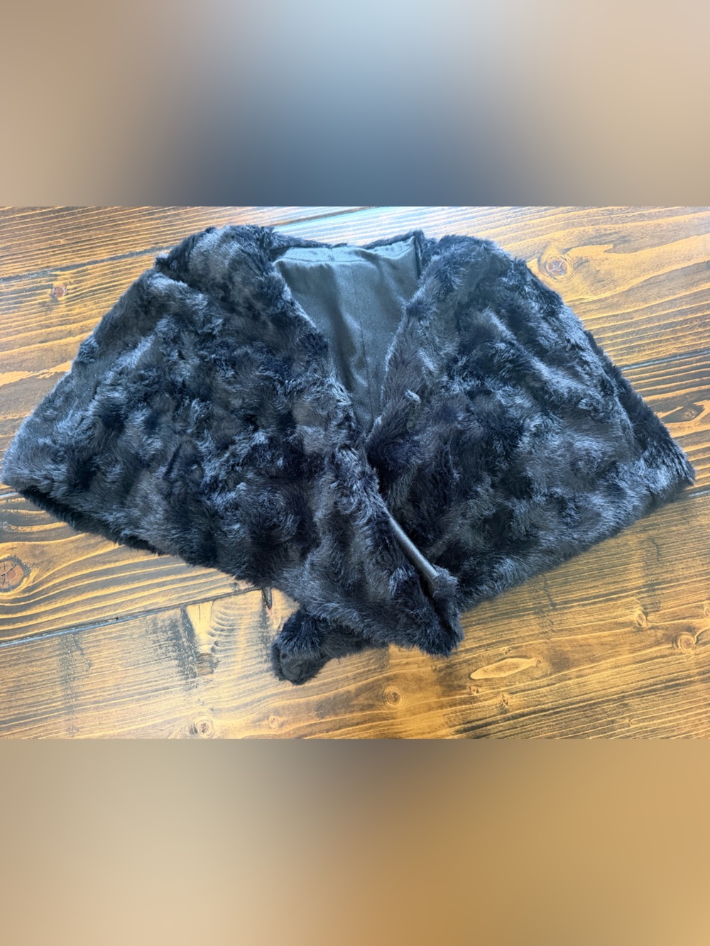 Black Faux Fur Capelet Shawl Formal Bridal S/M